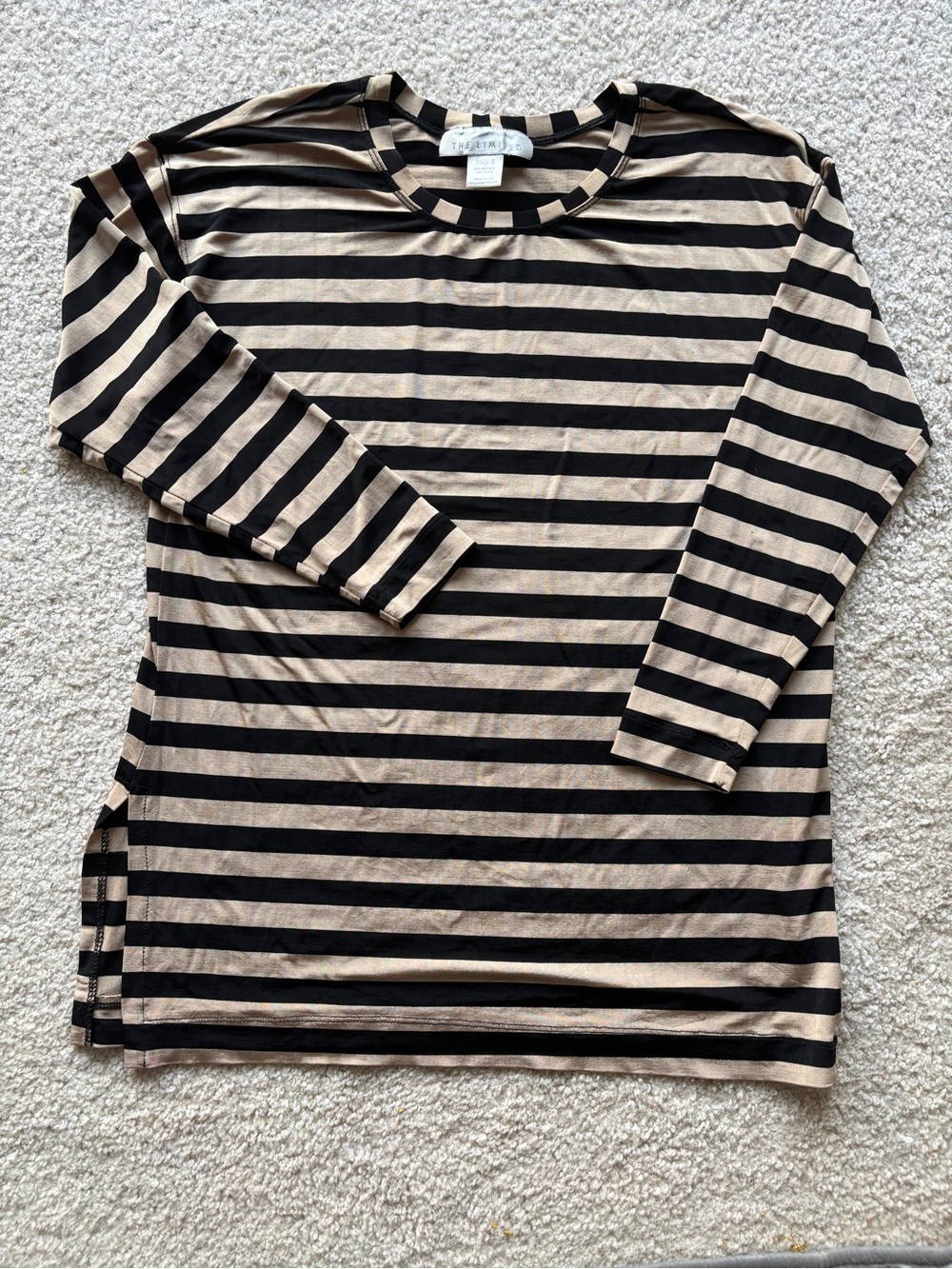Vintage 90s Black Tan Slinky Top by The Limited Made in USA NYC Minimalist